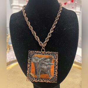 ✨ Vintage Art Nouveau–Style Dancer Pendant Statement Necklace ✨